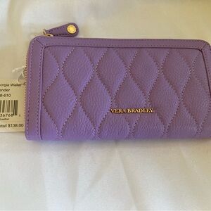 Vera Bradley Purple Quilted Wallet with Zip-Around Closure